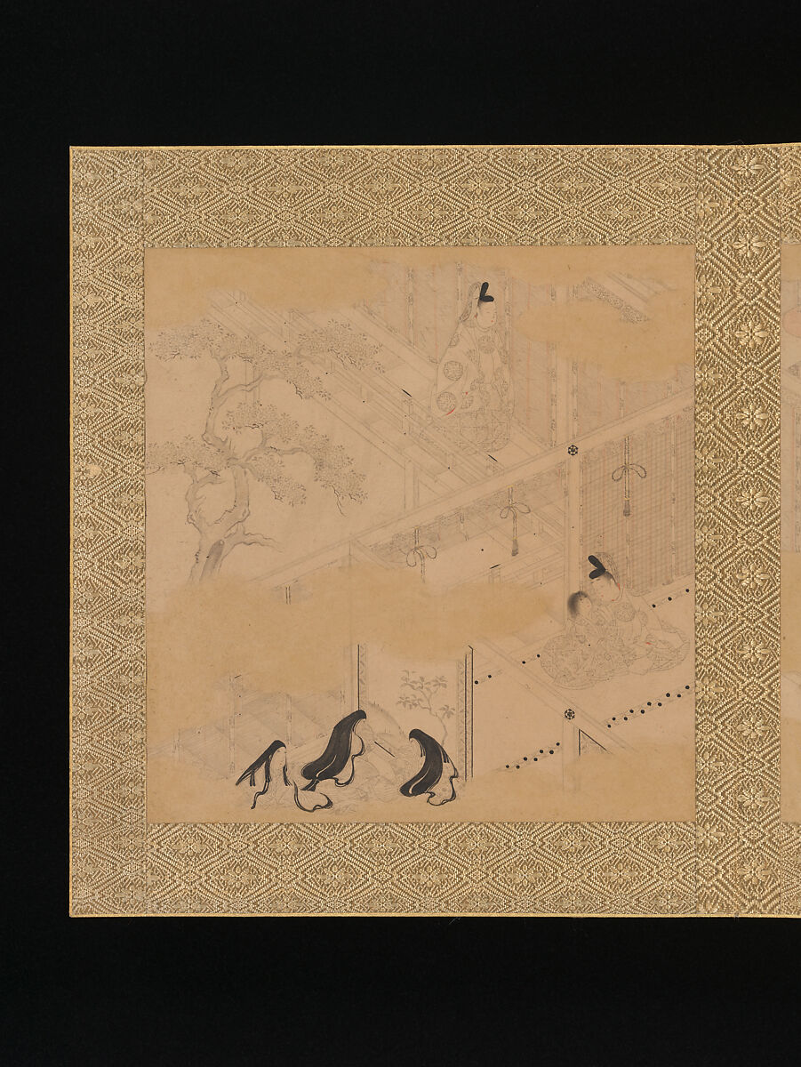 Albums of scenes from The Tale of Genji, Tosa Mitsunori (Japanese, 1583–1638), Two albums of thirty leaves; ink, red pigment, and gold on paper, Japan
