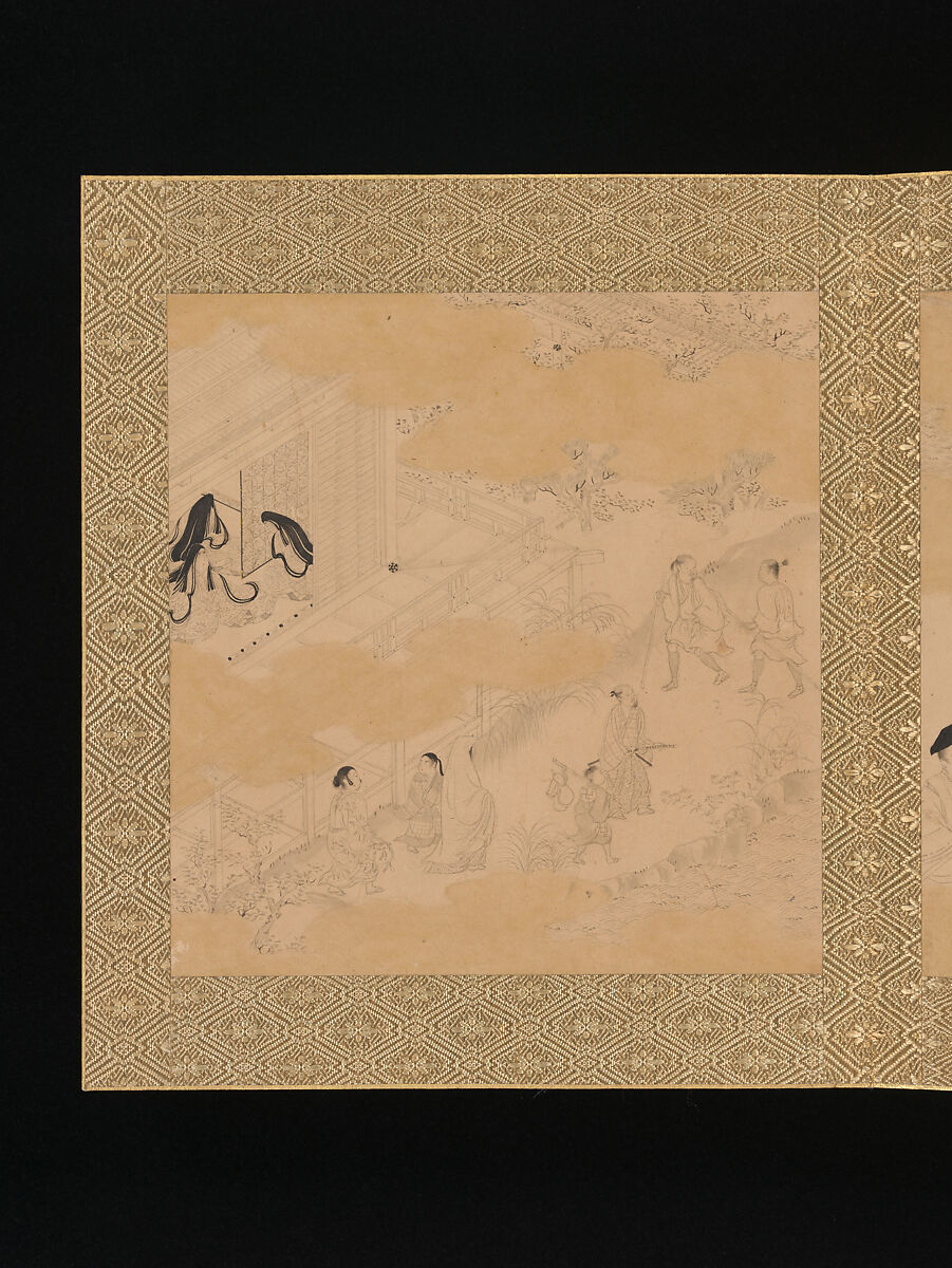 Albums of scenes from The Tale of Genji, Tosa Mitsunori (Japanese, 1583–1638), Two albums of thirty leaves; ink, red pigment, and gold on paper, Japan