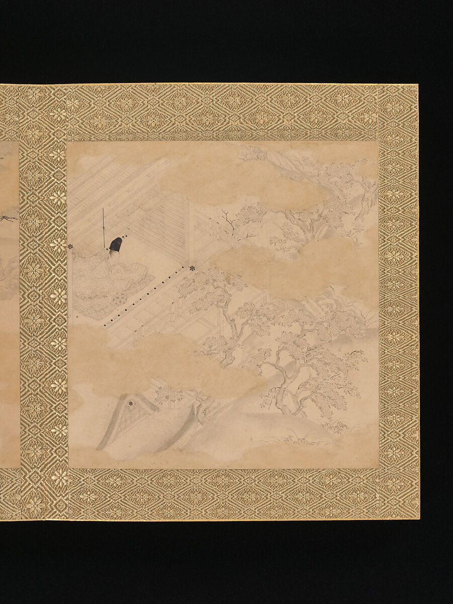 Albums of scenes from The Tale of Genji, Tosa Mitsunori (Japanese, 1583–1638), Two albums of thirty leaves; ink, red pigment, and gold on paper, Japan