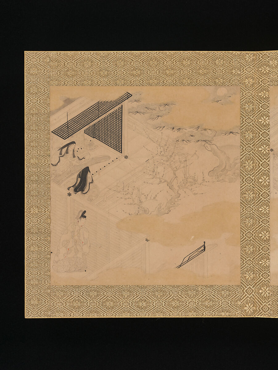 Albums of scenes from The Tale of Genji, Tosa Mitsunori (Japanese, 1583–1638), Two albums of thirty leaves; ink, red pigment, and gold on paper, Japan