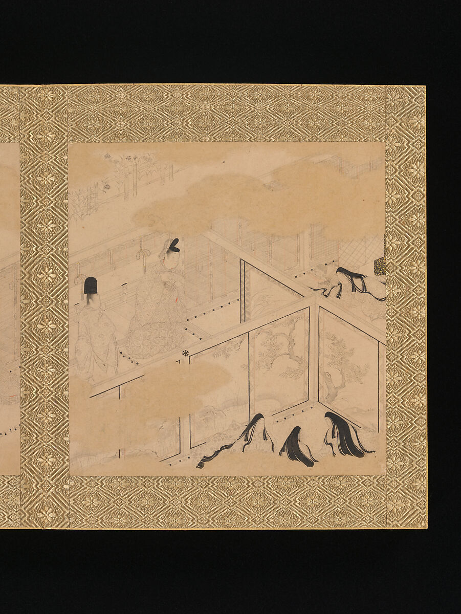 Albums of scenes from The Tale of Genji, Tosa Mitsunori (Japanese, 1583–1638), Two albums of thirty leaves; ink, red pigment, and gold on paper, Japan