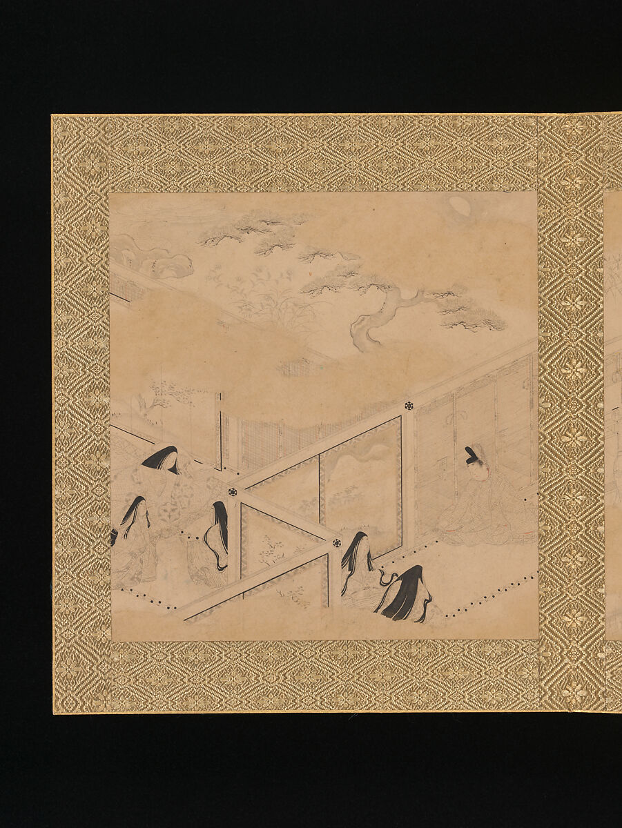 Albums of scenes from The Tale of Genji, Tosa Mitsunori (Japanese, 1583–1638), Two albums of thirty leaves; ink, red pigment, and gold on paper, Japan
