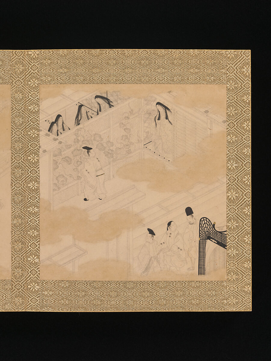Albums of scenes from The Tale of Genji, Tosa Mitsunori (Japanese, 1583–1638), Two albums of thirty leaves; ink, red pigment, and gold on paper, Japan