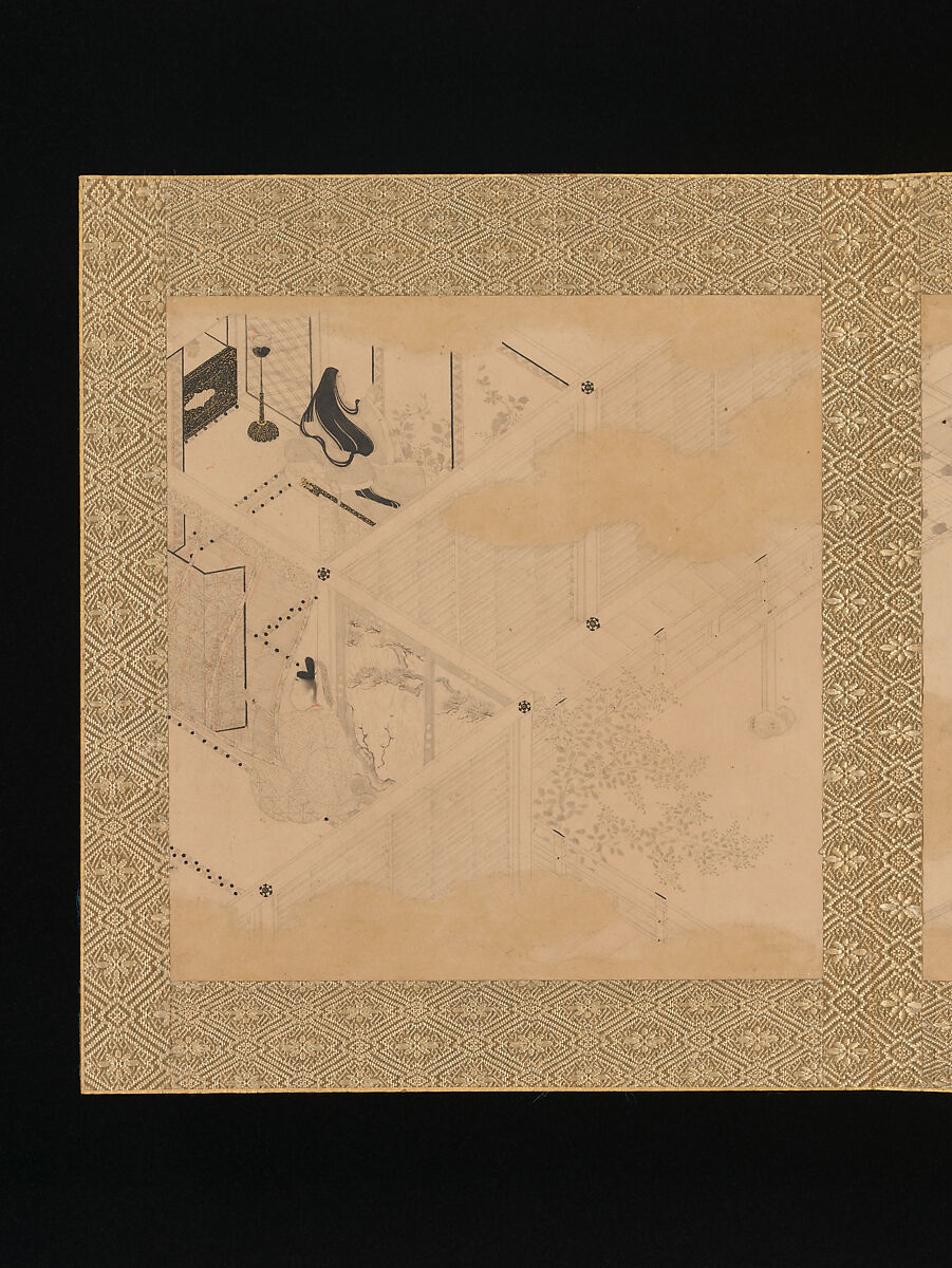 Albums of scenes from The Tale of Genji, Tosa Mitsunori (Japanese, 1583–1638), Two albums of thirty leaves; ink, red pigment, and gold on paper, Japan