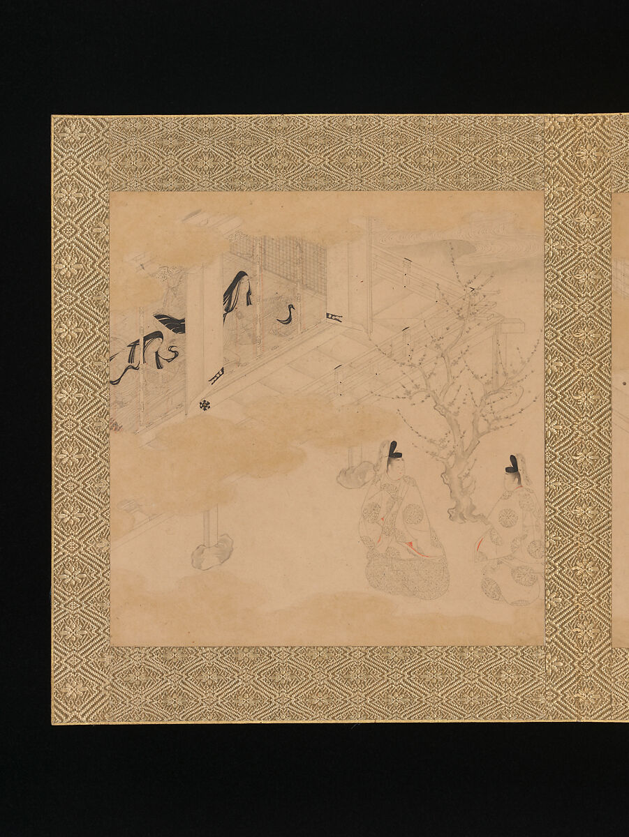 Albums of scenes from The Tale of Genji, Tosa Mitsunori (Japanese, 1583–1638), Two albums of thirty leaves; ink, red pigment, and gold on paper, Japan