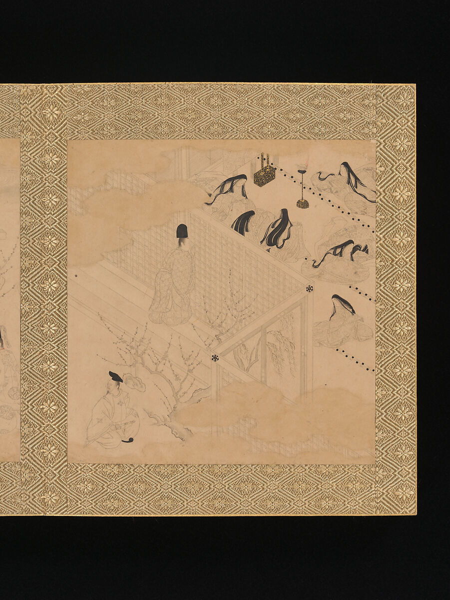Albums of scenes from The Tale of Genji, Tosa Mitsunori (Japanese, 1583–1638), Two albums of thirty leaves; ink, red pigment, and gold on paper, Japan