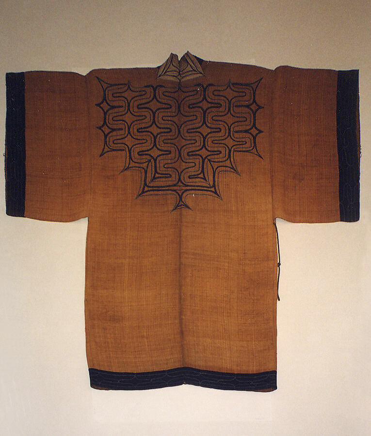 Robe, appliquéd and embroidered elm fiber, Japan (Ainu) 