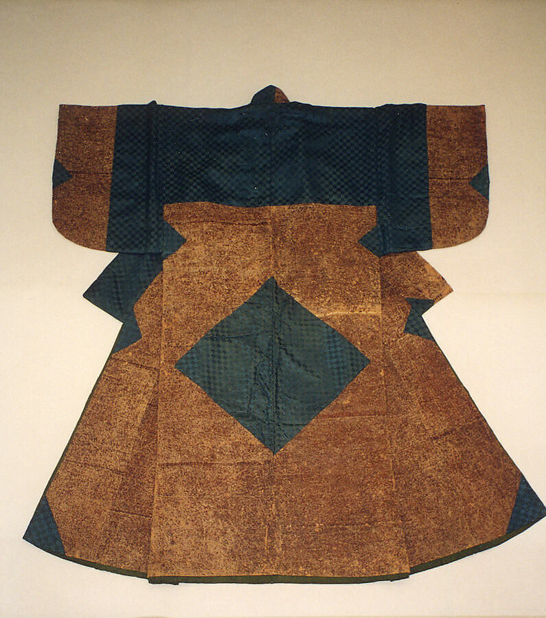 Man's Paper Garment, Paper with silk satin damask patches, Japan 