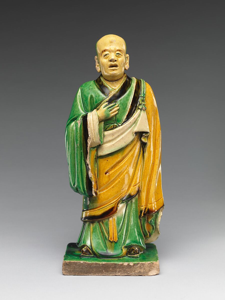 Par nirvana (death and transcendence of the Buddha) and attendant arhats, Qiao Bin (Chinese, active 1481–1507), Earthenware with polychrome glaze, China 