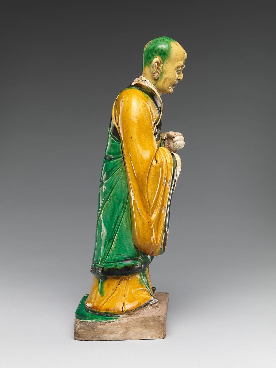 Par nirvana (death and transcendence of the Buddha) and attendant arhats, Qiao Bin (Chinese, active 1481–1507), Earthenware with polychrome glaze, China