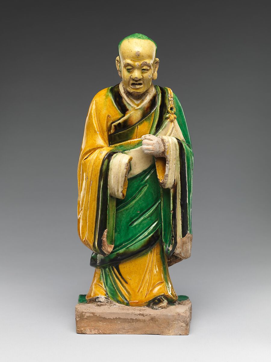 Par nirvana (death and transcendence of the Buddha) and attendant arhats, Qiao Bin (Chinese, active 1481–1507), Earthenware with polychrome glaze, China 