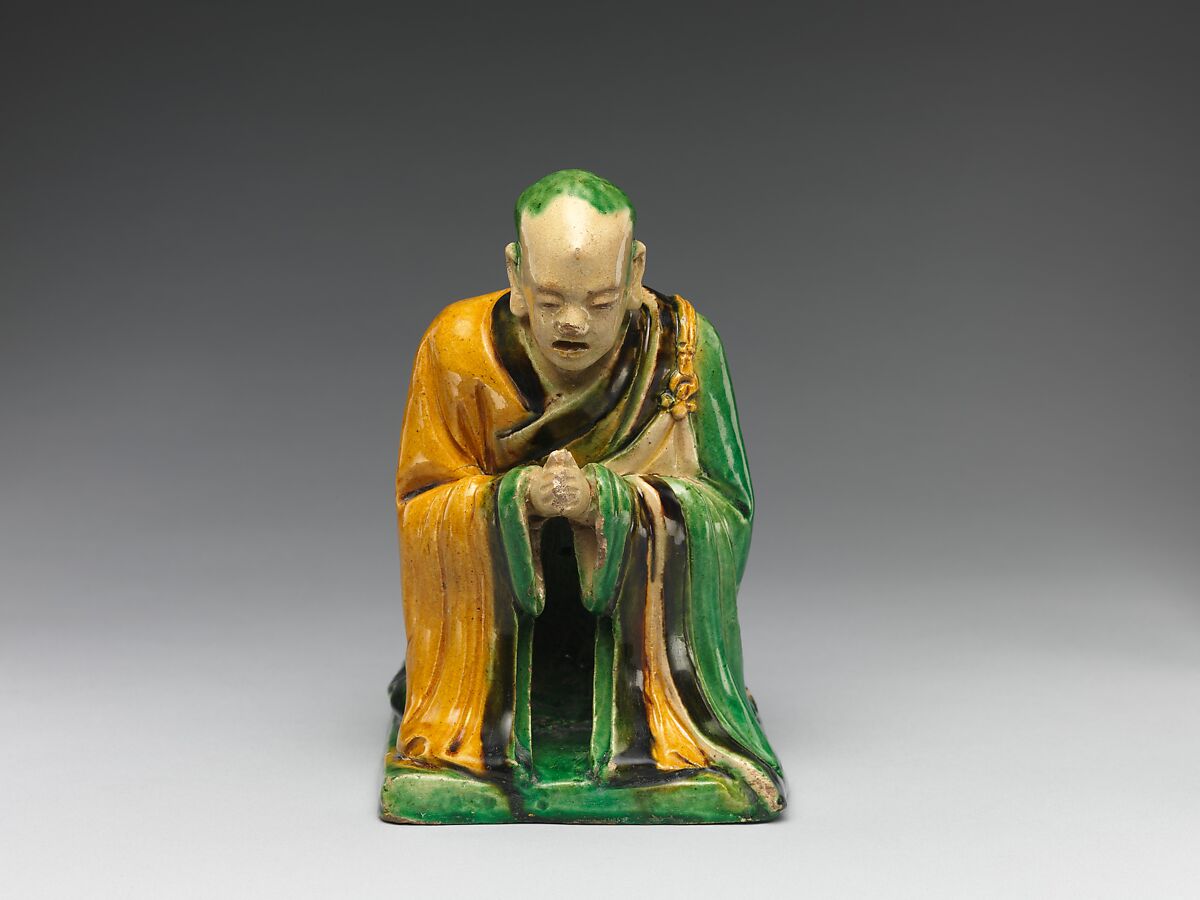 Par nirvana (death and transcendence of the Buddha) and attendant arhats, Qiao Bin (Chinese, active 1481–1507), Earthenware with polychrome glaze, China 