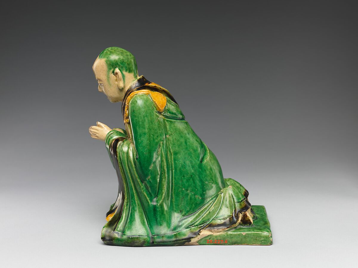 Par nirvana (death and transcendence of the Buddha) and attendant arhats, Qiao Bin (Chinese, active 1481–1507), Earthenware with polychrome glaze, China