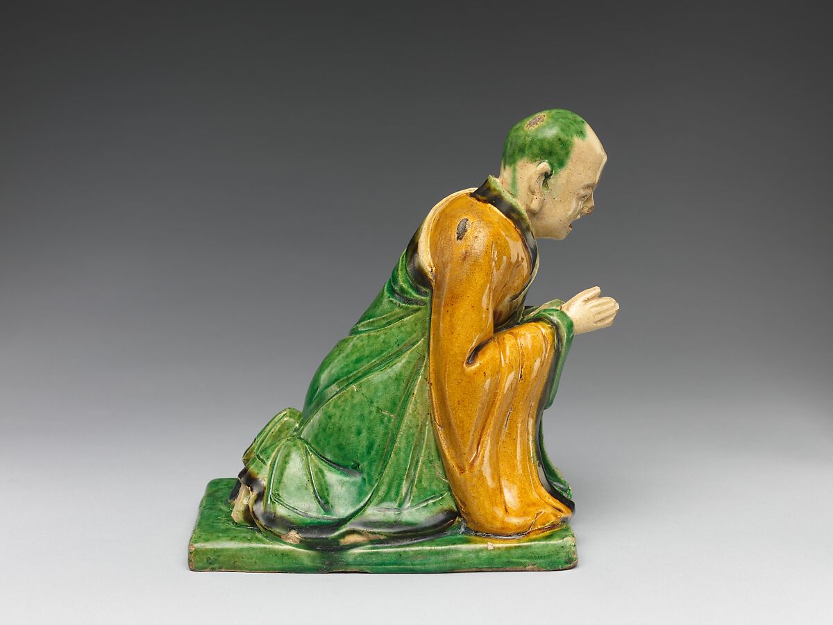 Par nirvana (death and transcendence of the Buddha) and attendant arhats, Qiao Bin (Chinese, active 1481–1507), Earthenware with polychrome glaze, China