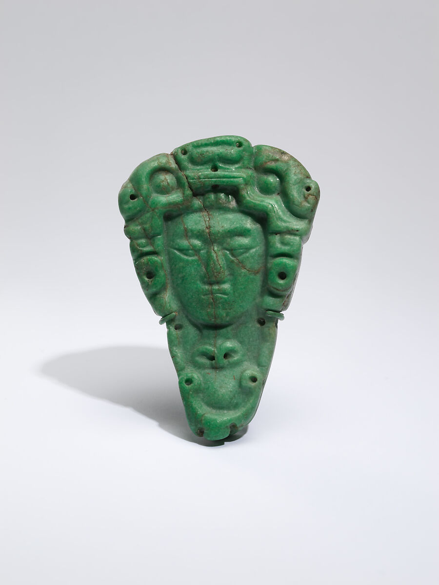 Head Pendant, Jade (jadeite), Maya (Mexico or Guatemala) 