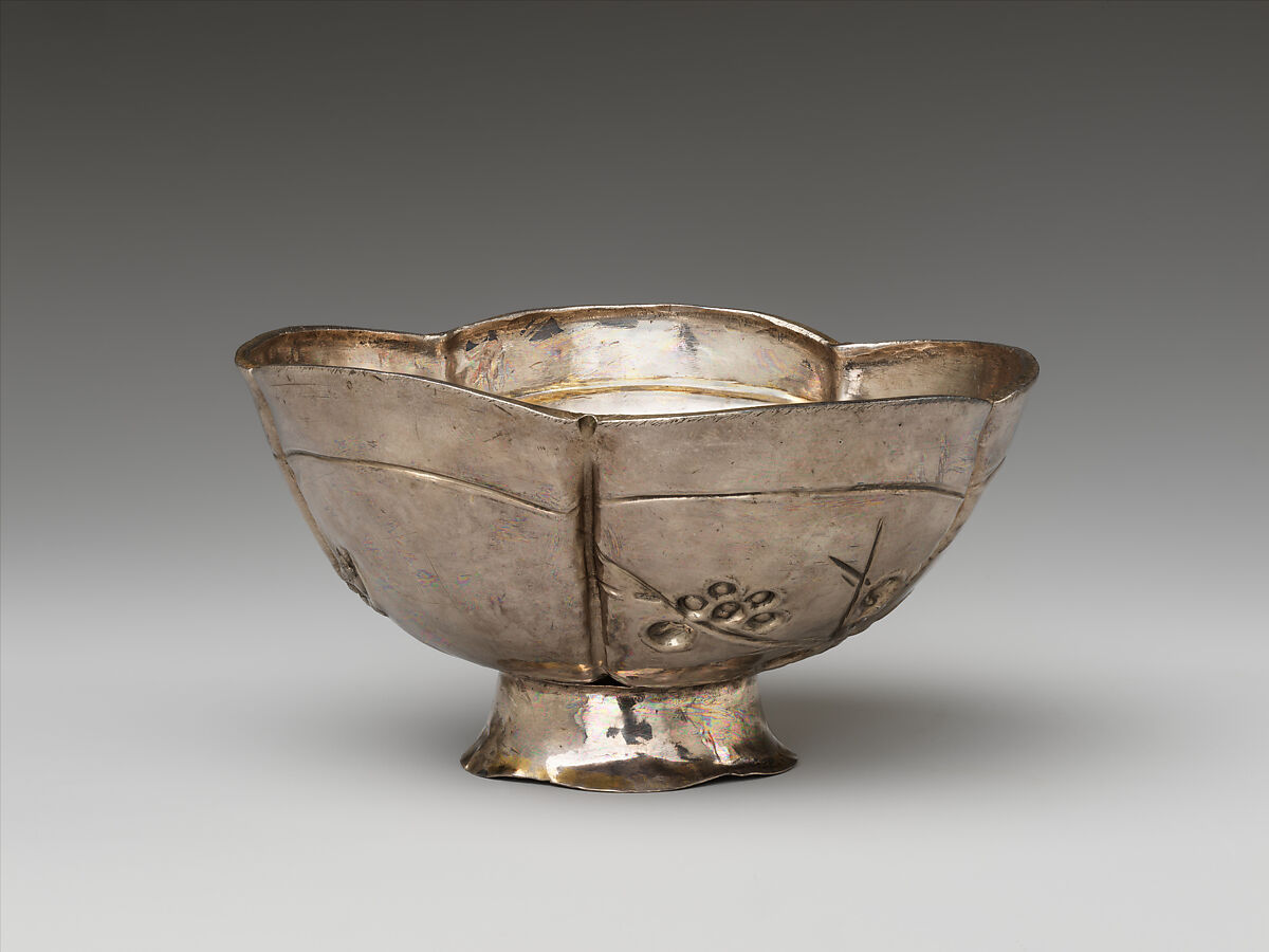 Cup with Plum and Crescent Moon, Silver with repoussé decoration and gilding, China