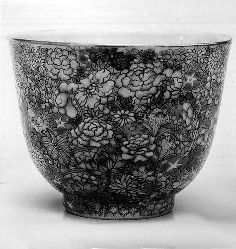 One of a Pair of Cups with Mille-Fleurs Design