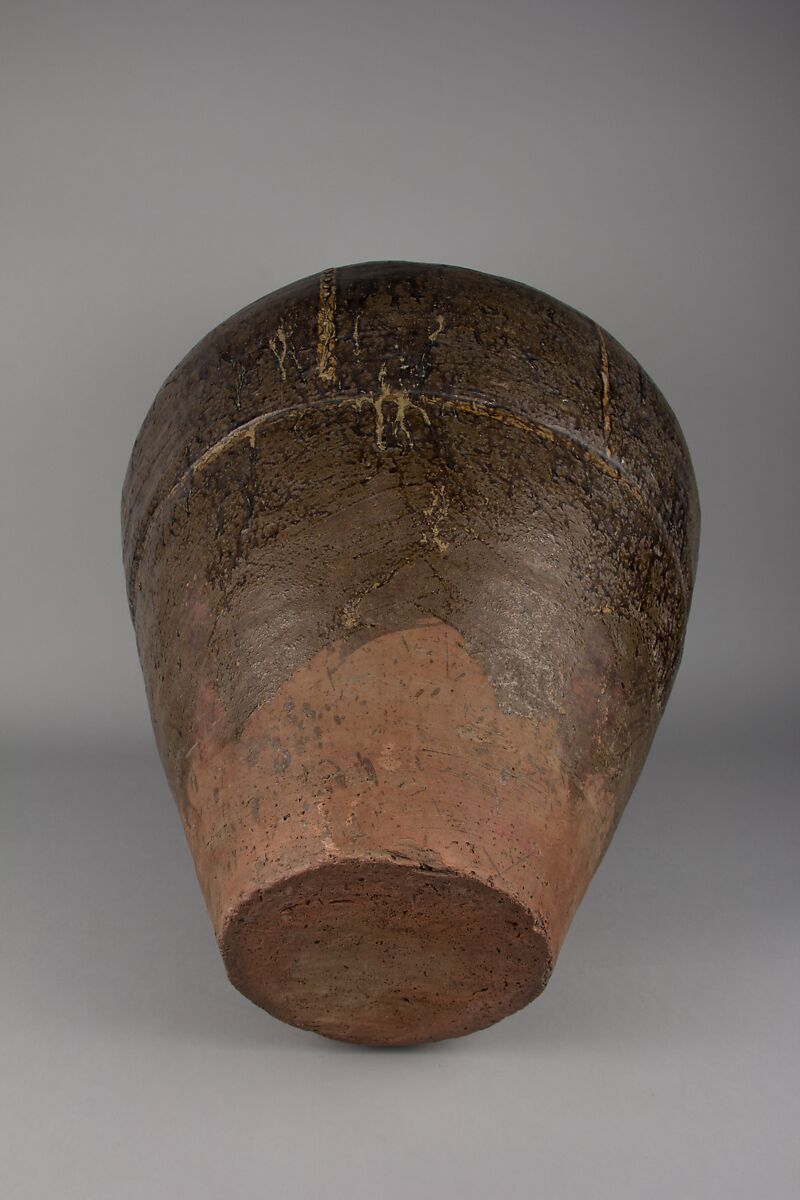 Storage Jar, Stoneware with relief decoration and brown glazes (Martaban ware), China