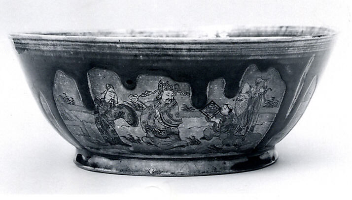 Bowl, Porcelain painted in overglaze famille verte enamels with sang-de-boeuf overglaze added later, China 