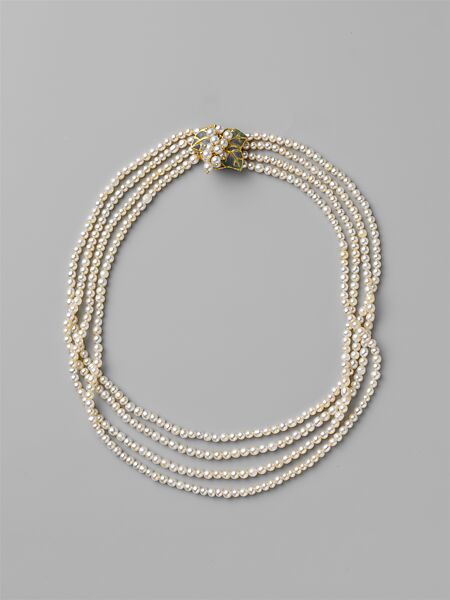 Necklace, Florence Koehler (1861–1944), Pearls, enamel, and gold, American 