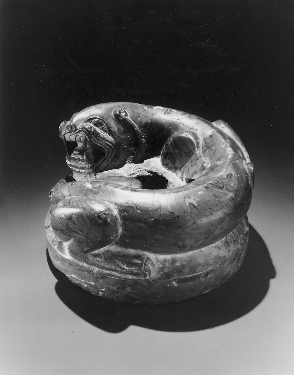 Pole base in the form of a tiger, Pudding stone, China