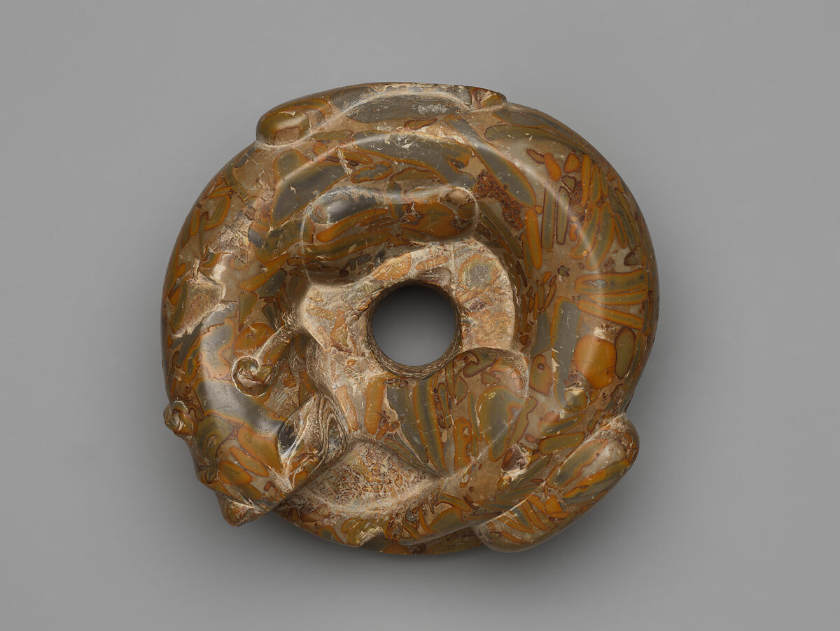 Pole base in the form of a tiger, Pudding stone, China