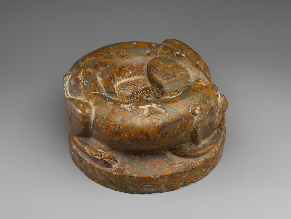 Pole base in the form of a tiger, Pudding stone, China