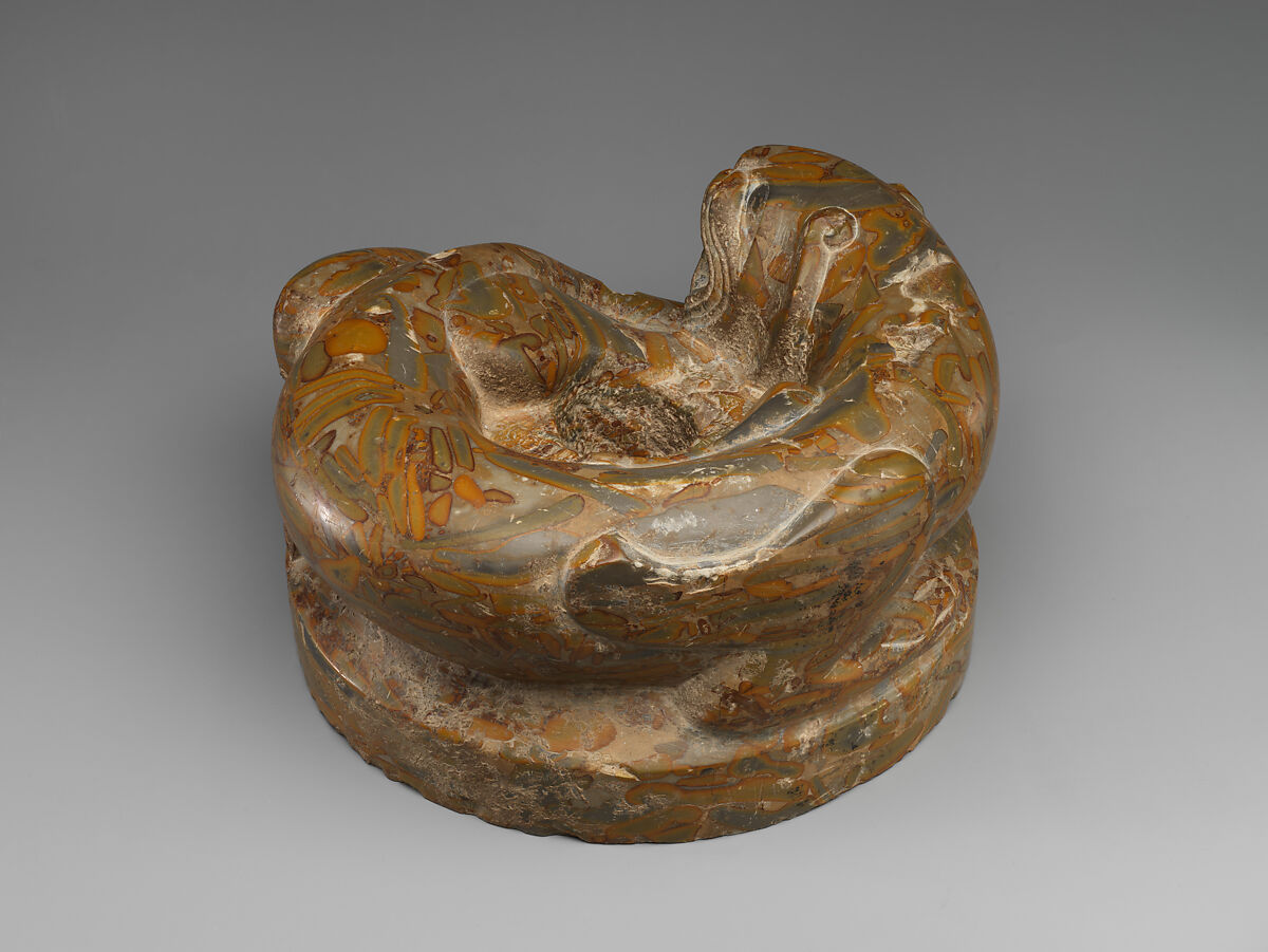Pole base in the form of a tiger, Pudding stone, China