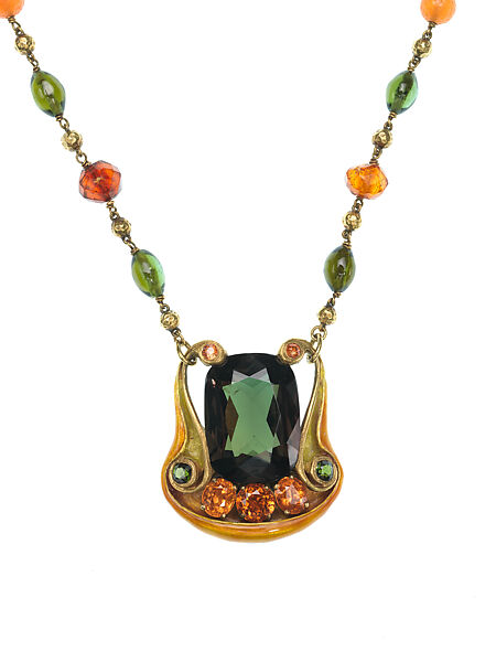 Necklace, Designed by Louis C. Tiffany (American, New York 1848–1933 New York), Alexandrite, semi-precious stones, gold, American