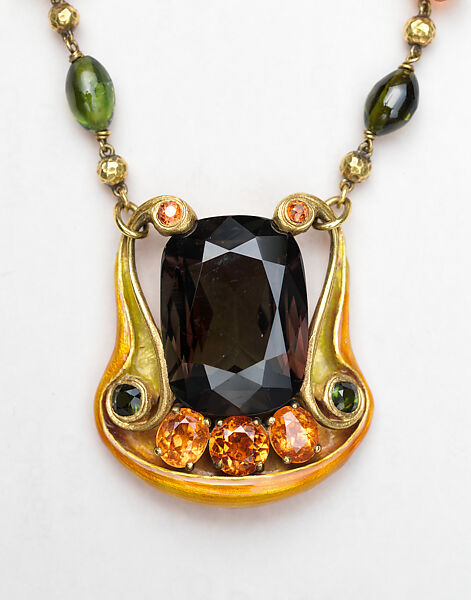 Necklace, Designed by Louis C. Tiffany (American, New York 1848–1933 New York), Alexandrite, semi-precious stones, gold, American