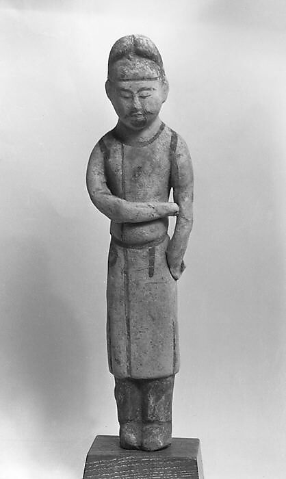 Male attendant, Unfired clay with pigment, China 