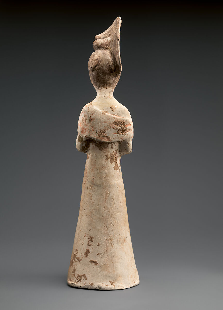 Female attendant, Earthenware with pigment, China