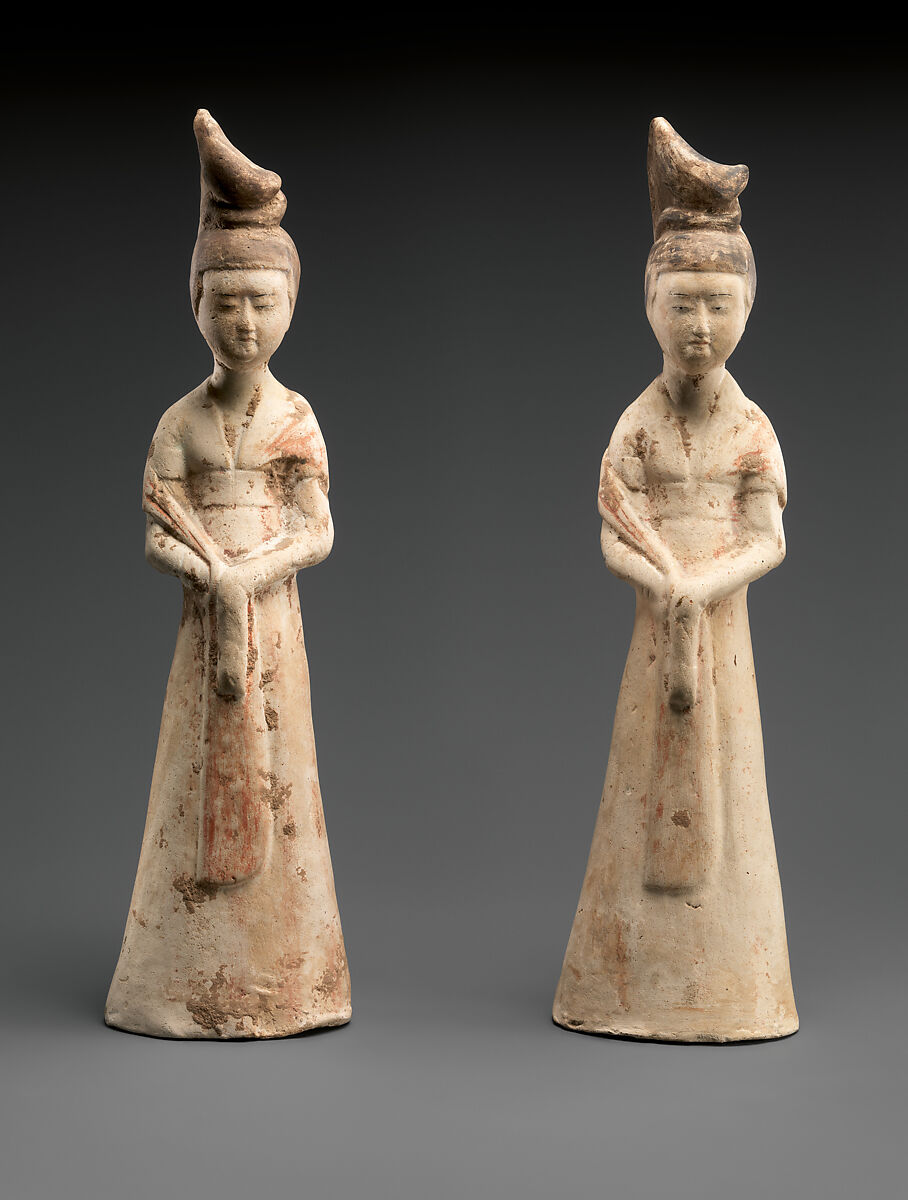 Female attendant, Earthenware with pigment, China