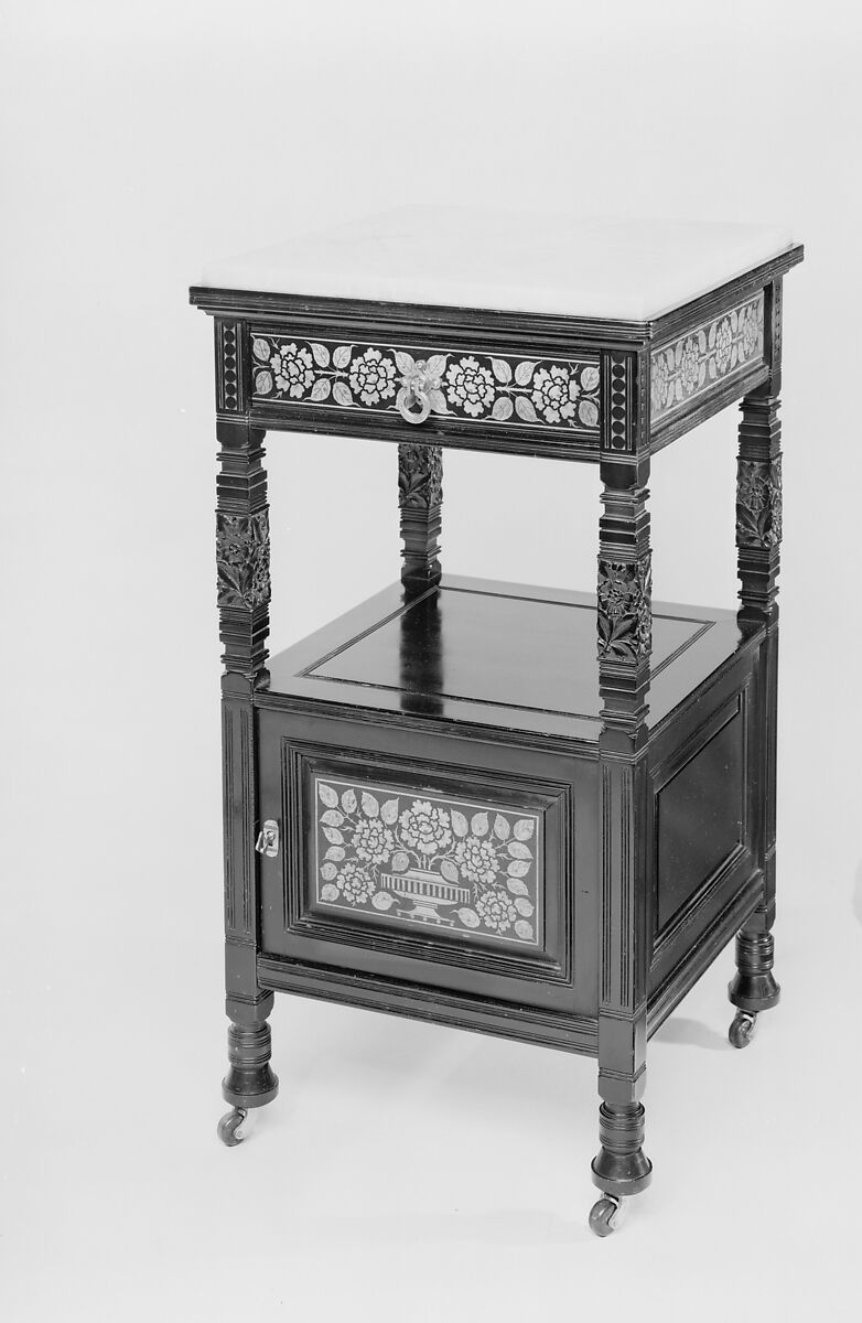 Night Table, Herter Brothers (German, active New York, 1864–1906), Cherry, American 