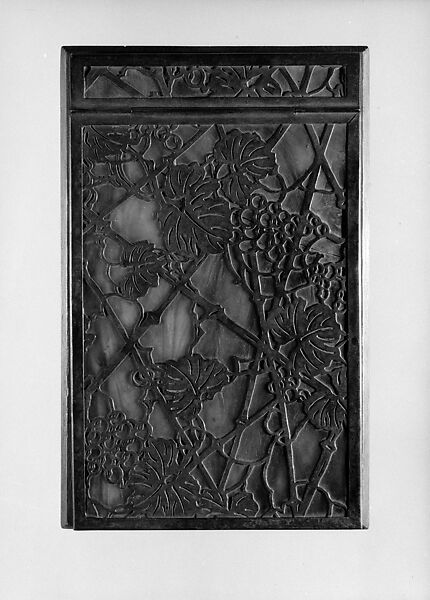 Note Pad Holder, Designed by Louis C. Tiffany (American, New York 1848–1933 New York), Favrile glass, bronze, wood, American