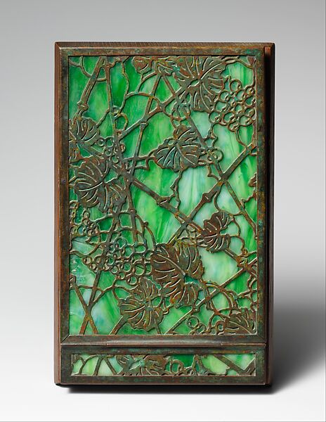 Note Pad Holder, Designed by Louis C. Tiffany (American, New York 1848–1933 New York), Favrile glass, bronze, wood, American 