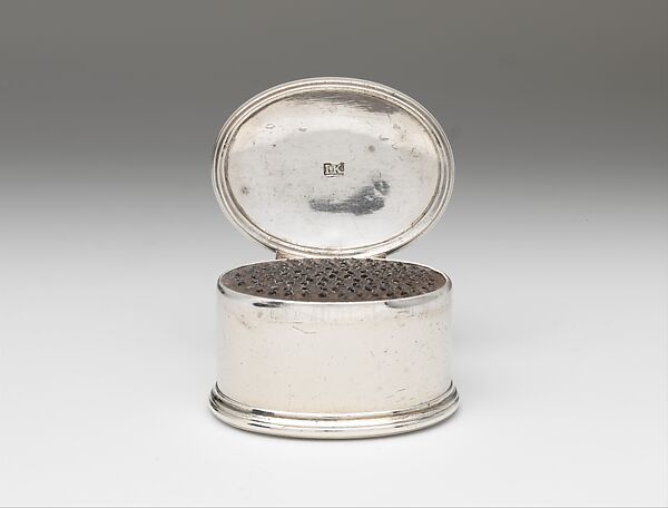 Nutmeg Grater, Marked by I. K., Silver and steel, American