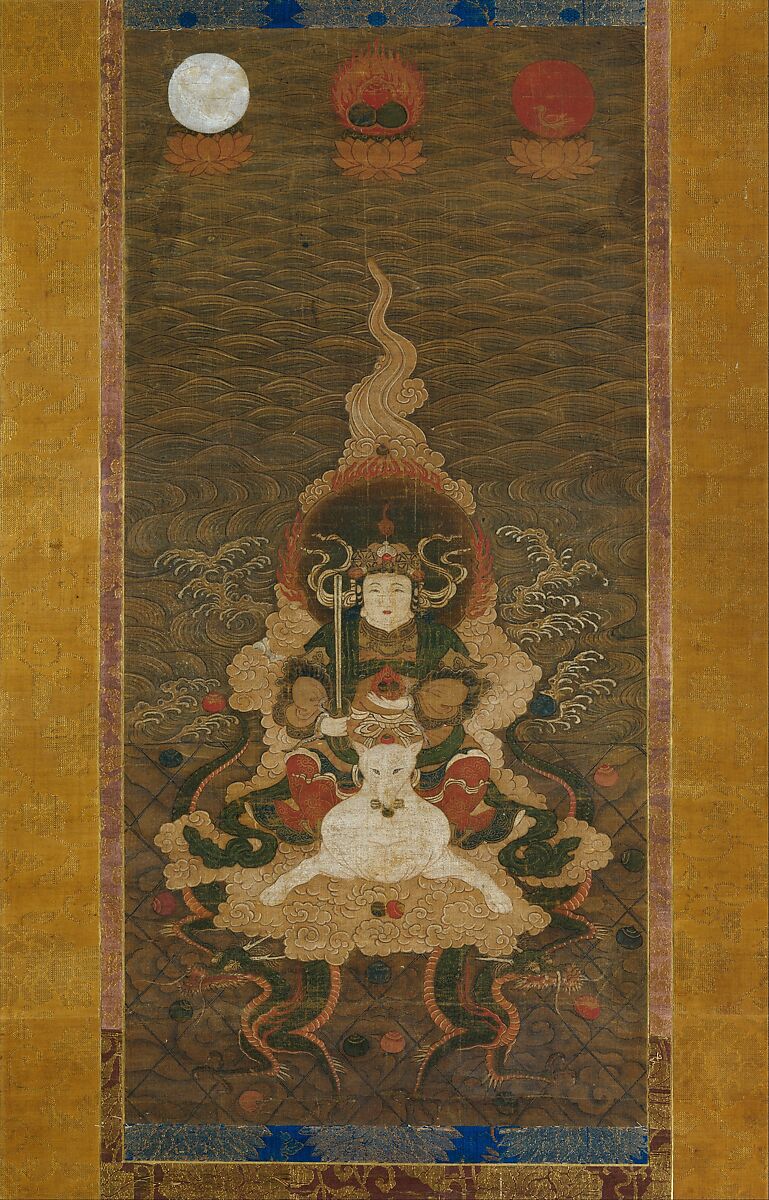 Dakini, Hanging scroll; ink, color, and gold on hemp, Japan 