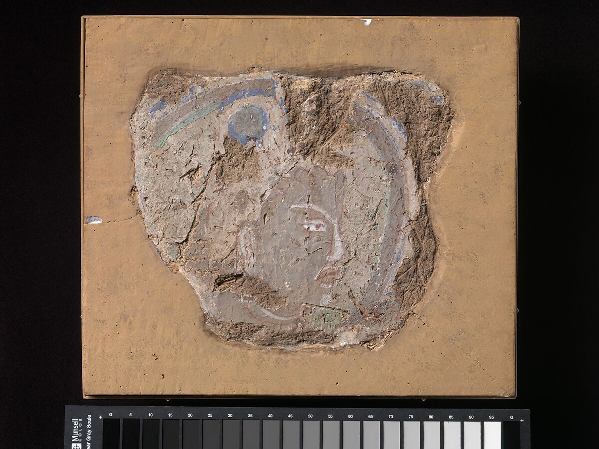 Head of a Buddhist Image, Pigments on mud plaster, China (Xinjiang Uyghur Autonomous Region)