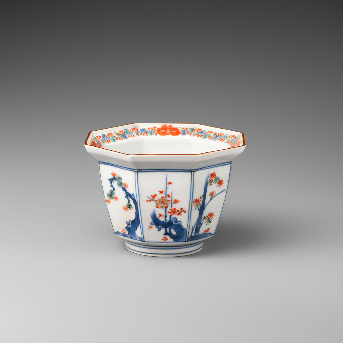 Octagonal Bowl, Porcelain with overglaze enamels (Arita ware, Kakiemon type), Japan