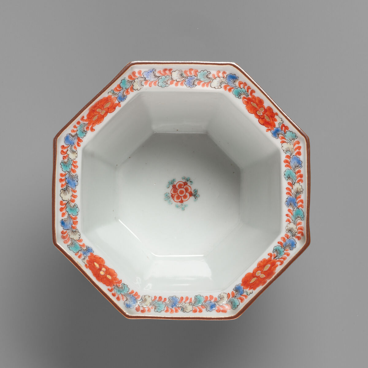 Octagonal Bowl, Porcelain with overglaze enamels (Arita ware, Kakiemon type), Japan