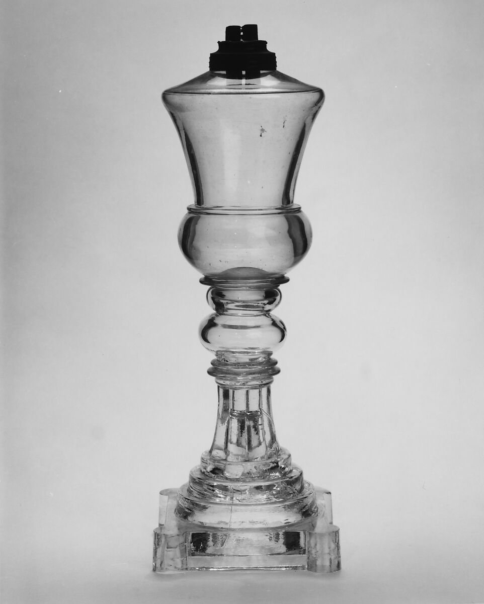 Whale Oil Lamp, Pressed and free-blown lead glass 