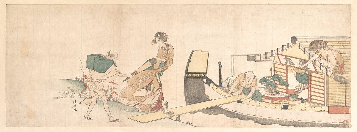 Print, Katsushika Hokusai (Japanese, Tokyo (Edo) 1760–1849 Tokyo (Edo)), Woodblock print (surimono); ink and color on paper, Japan 