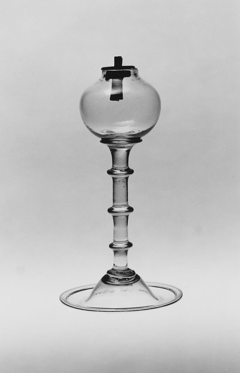 Whale Oil Lamp, Pressed and free-blown lead glass 