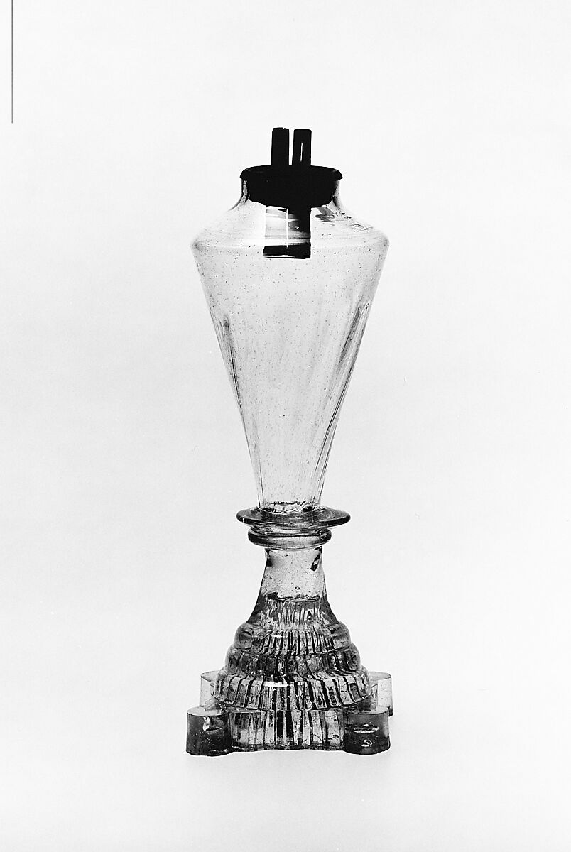 Whale Oil Lamp, Pressed and free-blown lead glass 