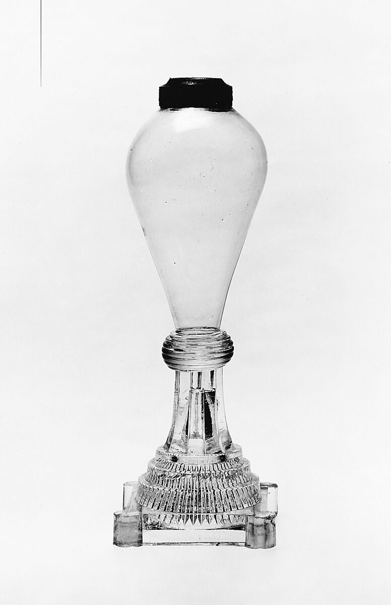 Whale Oil Lamp, Pressed and free-blown lead glass 