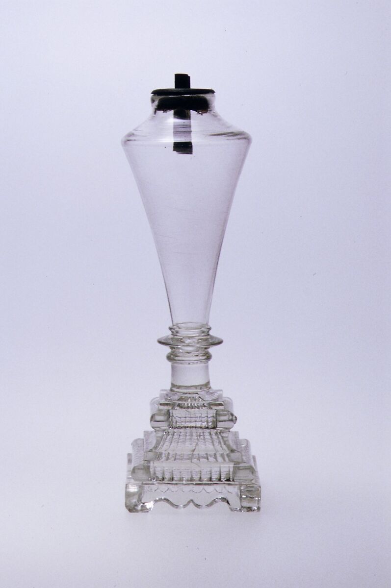 Whale Oil Lamp, Pressed and free-blown lead glass 