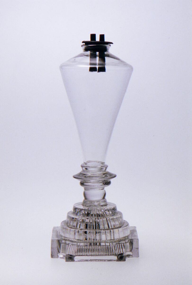 Whale Oil Lamp, Pressed and free-blown lead glass 