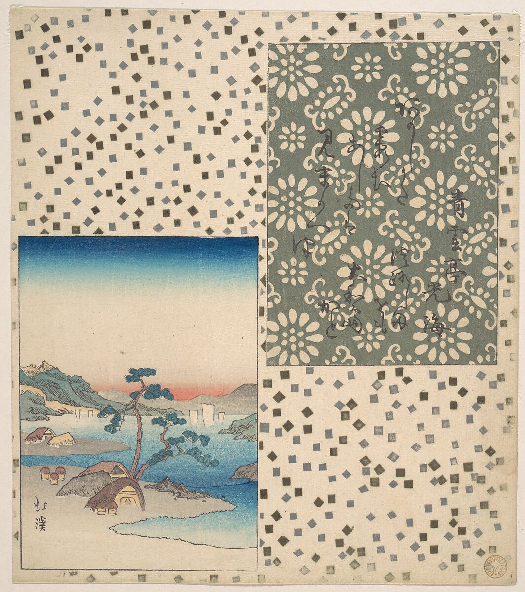 Print, Totoya Hokkei (Japanese, 1780–1850), Woodblock print (surimono); ink and color on paper, Japan 
