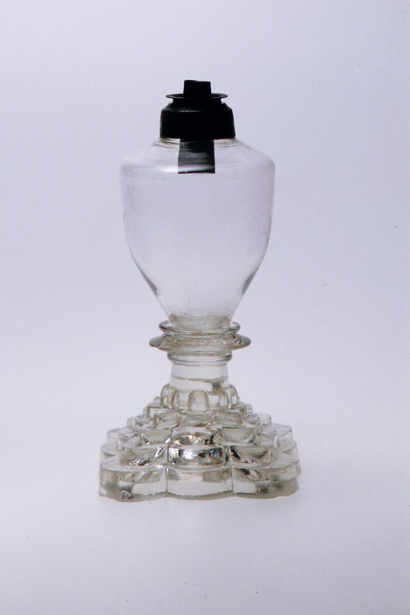 Whale Oil Lamp, Pressed and free-blown lead glass 